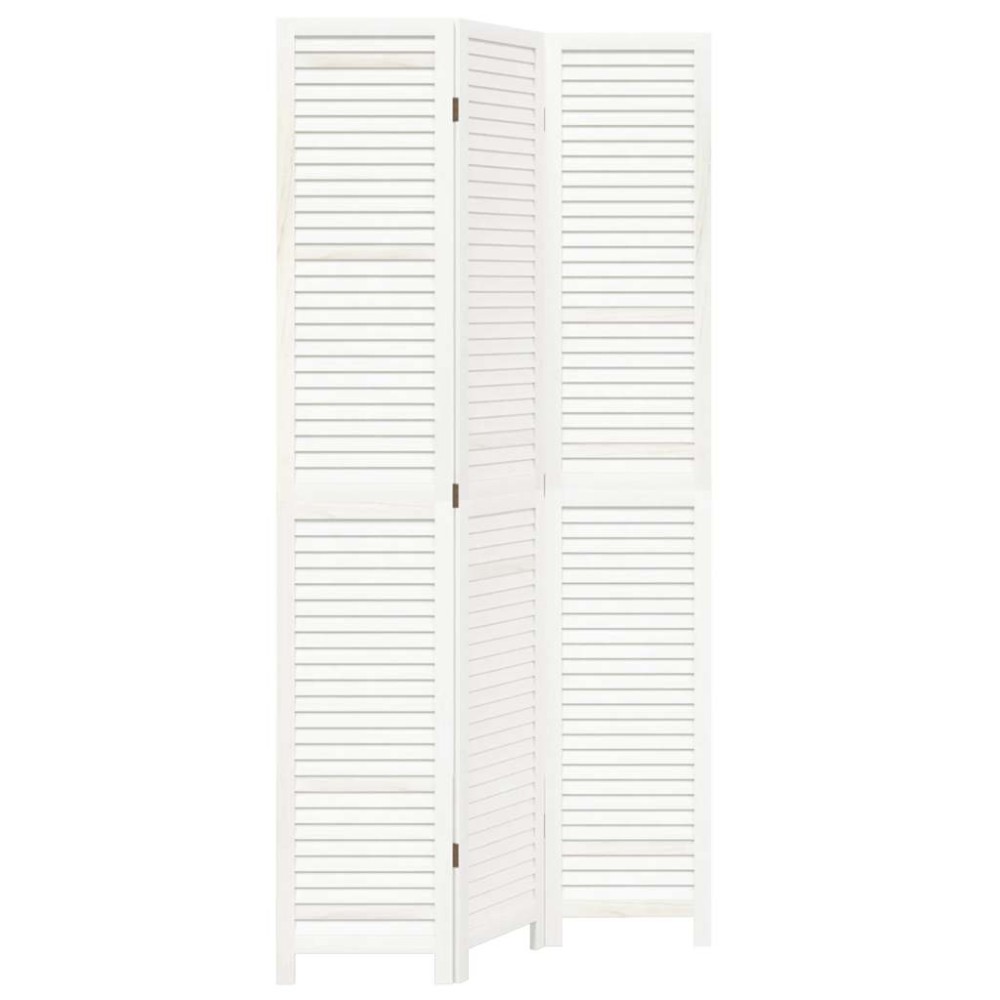 vidaXL Paravan cameră 3 panouri, alb, lemn masiv paulownia