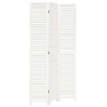 vidaXL Paravan cameră 3 panouri, alb, lemn masiv paulownia