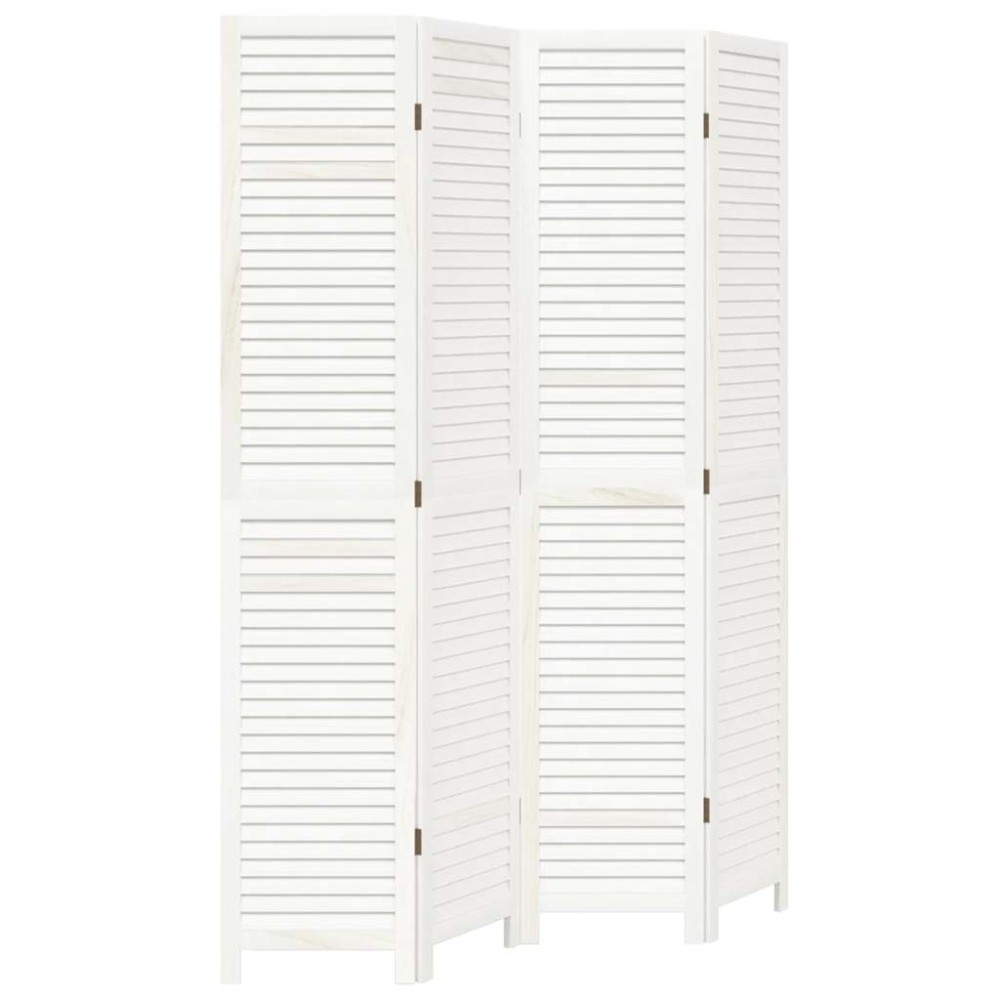 vidaXL Paravan cameră 4 panouri, alb, lemn masiv paulownia