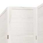 vidaXL Paravan cameră 4 panouri, alb, lemn masiv paulownia