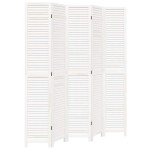 vidaXL Paravan cameră 5 panouri, alb, lemn masiv paulownia