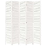 vidaXL Paravan cameră 5 panouri, alb, lemn masiv paulownia