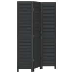 vidaXL Paravan de cameră cu 3 panouri, negru, lemn masiv paulownia vidaXL Paravan de cameră cu 3 panouri, negru, lemn masiv paulownia