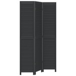 vidaXL Paravan de cameră cu 3 panouri, negru, lemn masiv paulownia vidaXL Paravan de cameră cu 3 panouri, negru, lemn masiv paulownia