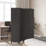 vidaXL Paravan de cameră cu 4 panouri, negru, lemn masiv paulownia