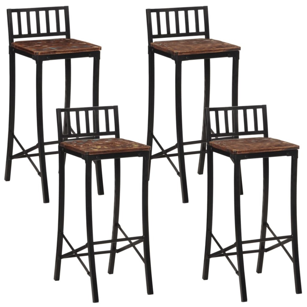 vidaXL Scaune de bar, 4 buc., lemn masiv reciclat