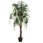 vidaXL Arbore artificial wisteria 840 frunze 120 cm verde și alb vidaXL Arbore artificial wisteria 840 frunze 120 cm verde și alb