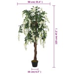 vidaXL Arbore artificial wisteria 840 frunze 120 cm verde și alb vidaXL Arbore artificial wisteria 840 frunze 120 cm verde și alb