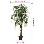 vidaXL Arbore artificial wisteria 1260 frunze 180 cm verde și alb vidaXL Arbore artificial wisteria 1260 frunze 180 cm verde și alb
