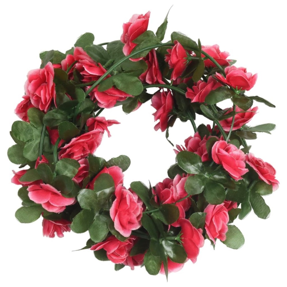 vidaXL Ghirlande de flori de Crăciun, 6 buc., roșu roze, 250 cm