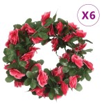 vidaXL Ghirlande de flori de Crăciun, 6 buc., roșu roze, 250 cm vidaXL Ghirlande de flori de Crăciun, 6 buc., roșu roze, 250 cm