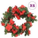 vidaXL Ghirlande de flori de Crăciun, 6 buc., roșu primăvară, 250 cm vidaXL Ghirlande de flori de Crăciun, 6 buc., roșu primăvară, 250 cm