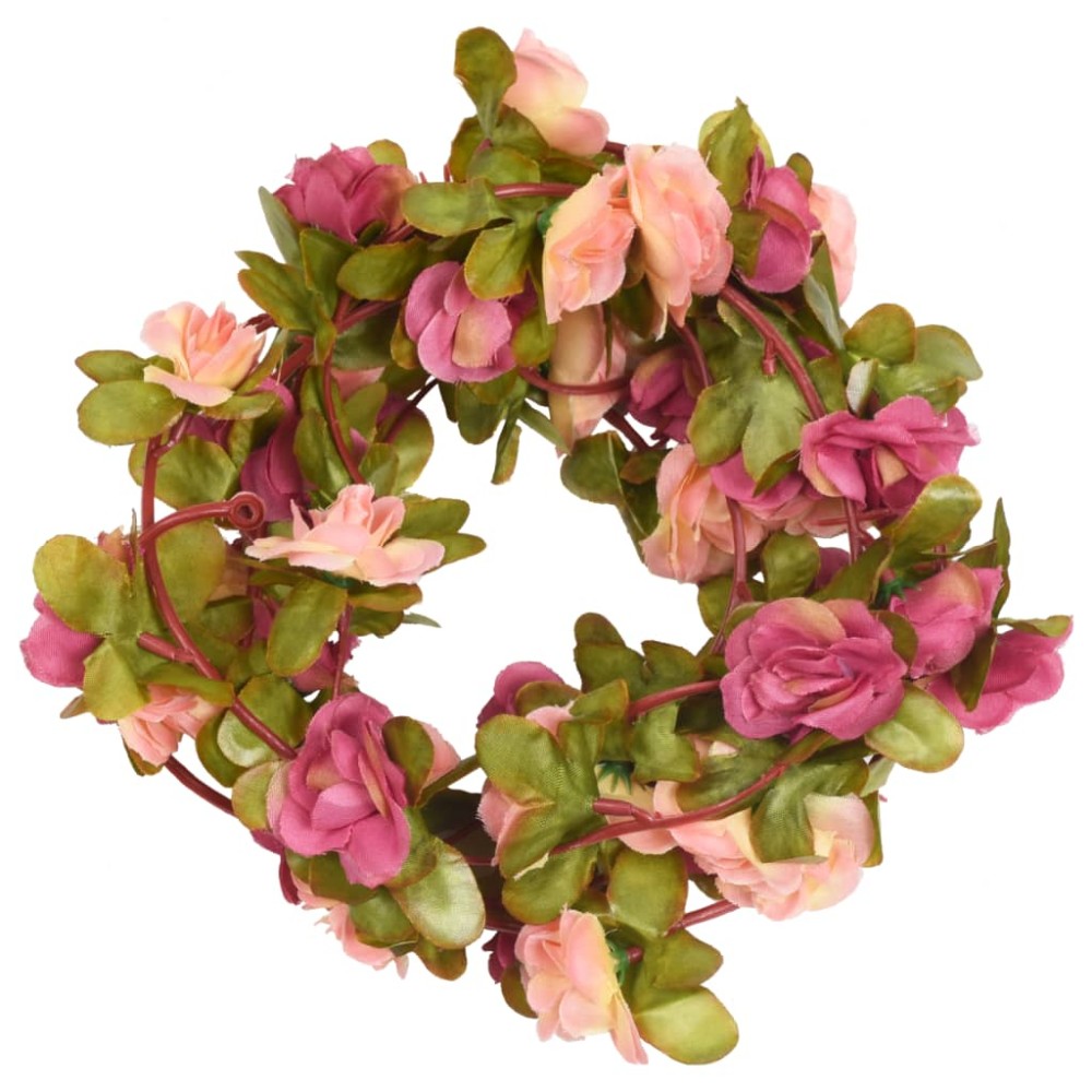 vidaXL Ghirlande de flori de Crăciun, 6 buc., roșu roze, 250 cm