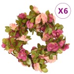 vidaXL Ghirlande de flori de Crăciun, 6 buc., roșu roze, 250 cm vidaXL Ghirlande de flori de Crăciun, 6 buc., roșu roze, 250 cm