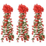 vidaXL Ghirlande de flori de Crăciun, 3 buc., roșu, 85 cm vidaXL Ghirlande de flori de Crăciun, 3 buc., roșu, 85 cm