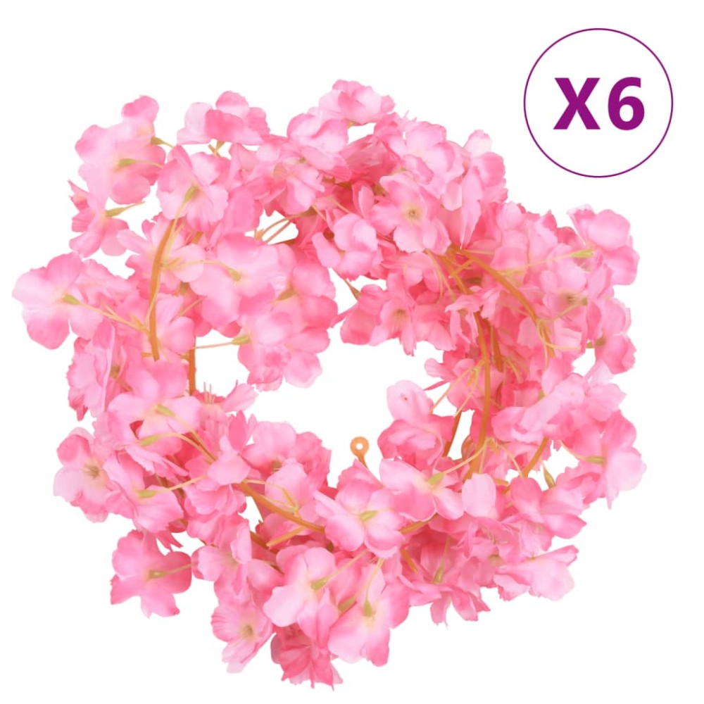 vidaXL Ghirlande de flori de Crăciun, 6 buc., roz închis, 180 cm