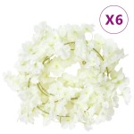 vidaXL Ghirlande de flori de Crăciun, 6 buc., alb, 180 cm vidaXL Ghirlande de flori de Crăciun, 6 buc., alb, 180 cm