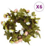 vidaXL Ghirlande de flori de Crăciun, 6 buc., șampanie, 215 cm vidaXL Ghirlande de flori de Crăciun, 6 buc., șampanie, 215 cm