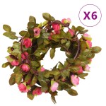 vidaXL Ghirlande de flori de Crăciun, 6 buc., roze, 215 cm vidaXL Ghirlande de flori de Crăciun, 6 buc., roze, 215 cm
