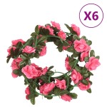vidaXL Ghirlande de flori de Crăciun, 6 buc., roz roșu, 240 cm vidaXL Ghirlande de flori de Crăciun, 6 buc., roz roșu, 240 cm