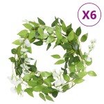 vidaXL Ghirlande de flori de Crăciun, 6 buc., alb, 200 cm vidaXL Ghirlande de flori de Crăciun, 6 buc., alb, 200 cm