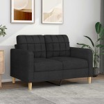vidaXL Canapea cu 2 locuri, negru, 120 cm, material textil vidaXL Canapea cu 2 locuri, negru, 120 cm, material textil