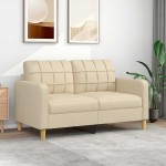vidaXL Canapea cu 2 locuri, crem, 140 cm, material textil vidaXL Canapea cu 2 locuri, crem, 140 cm, material textil