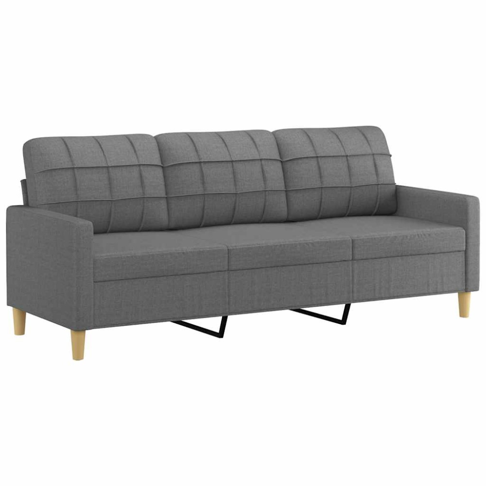 vidaXL Canapea cu 3 locuri, gri închis, 180 cm, material textil
