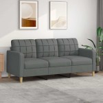 vidaXL Canapea cu 3 locuri, gri închis, 180 cm, material textil vidaXL Canapea cu 3 locuri, gri închis, 180 cm, material textil