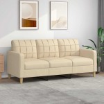 vidaXL Canapea cu 3 locuri, crem, 180 cm, material textil vidaXL Canapea cu 3 locuri, crem, 180 cm, material textil