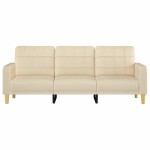 vidaXL Canapea cu 3 locuri, crem, 180 cm, material textil vidaXL Canapea cu 3 locuri, crem, 180 cm, material textil