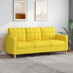 vidaXL Canapea cu 3 locuri, galben deschis, 180 cm, material textil vidaXL Canapea cu 3 locuri, galben deschis, 180 cm, material textil