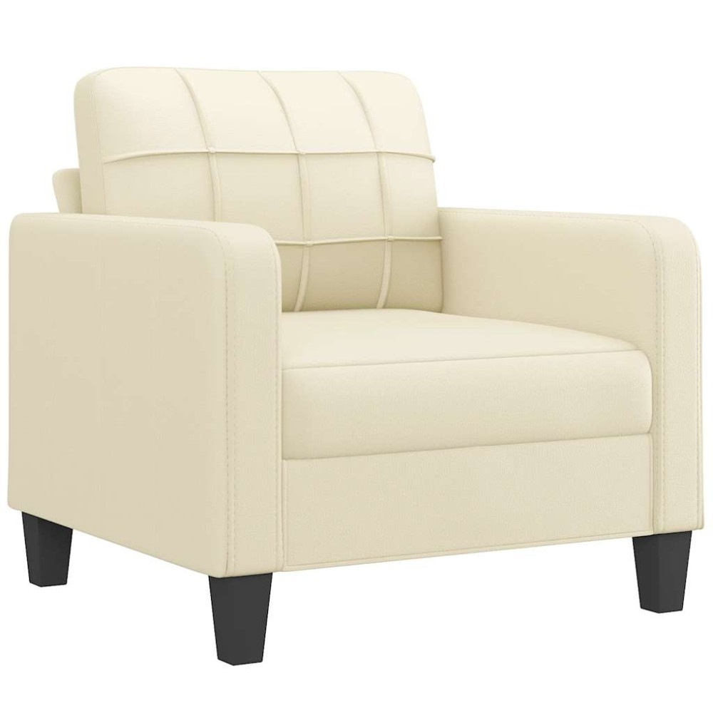 vidaXL Canapea de o persoană, crem, 60 cm, piele ecologică