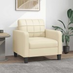 vidaXL Canapea de o persoană, crem, 60 cm, piele ecologică vidaXL Canapea de o persoană, crem, 60 cm, piele ecologică