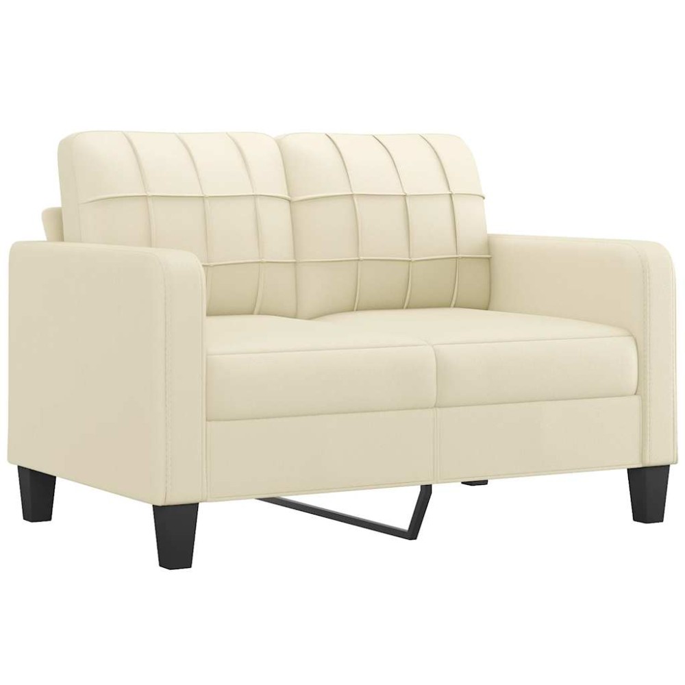 vidaXL Canapea cu 2 locuri, crem, 120 cm, piele ecologică