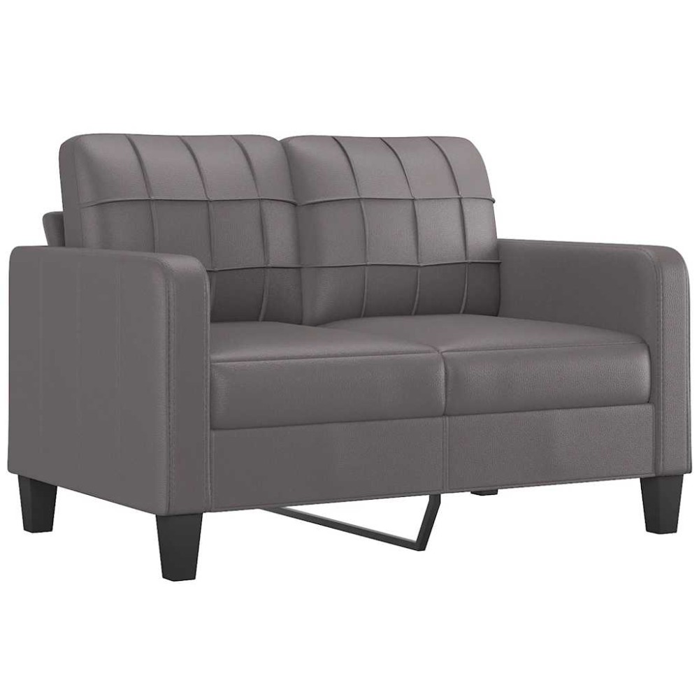 vidaXL Canapea cu 2 locuri, gri, 120 cm, piele ecologică