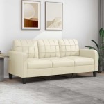 vidaXL Canapea cu 3 locuri, crem, 180 cm, piele ecologică vidaXL Canapea cu 3 locuri, crem, 180 cm, piele ecologică