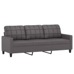 vidaXL Canapea cu 3 locuri, gri, 180 cm, piele ecologică vidaXL Canapea cu 3 locuri, gri, 180 cm, piele ecologică
