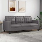 vidaXL Canapea cu 3 locuri, gri, 180 cm, piele ecologică vidaXL Canapea cu 3 locuri, gri, 180 cm, piele ecologică