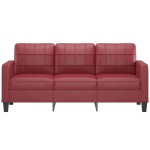 vidaXL Canapea cu 3 locuri, roșu vin, 180 cm, piele ecologică