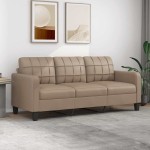 vidaXL Canapea cu 3 locuri, cappuccino, 180 cm, piele ecologică vidaXL Canapea cu 3 locuri, cappuccino, 180 cm, piele ecologică