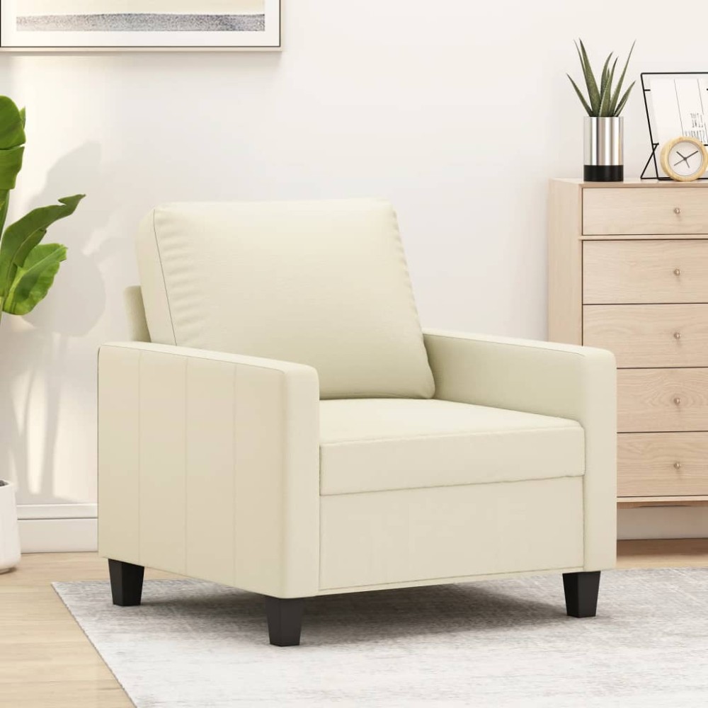 vidaXL Canapea de o persoană, crem, 60 cm, piele ecologică