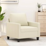 vidaXL Canapea de o persoană, crem, 60 cm, piele ecologică vidaXL Canapea de o persoană, crem, 60 cm, piele ecologică