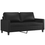 vidaXL Canapea cu 2 locuri, negru, 140 cm, piele ecologică
