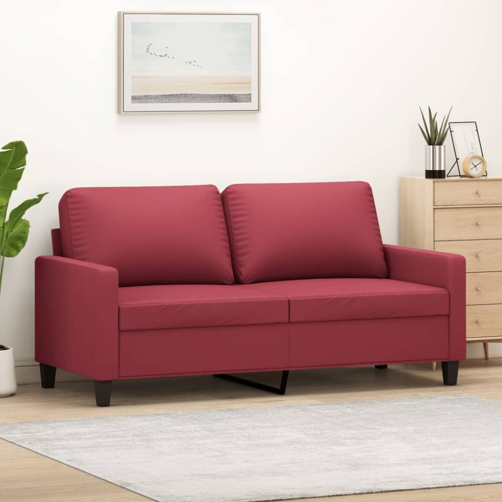vidaXL Canapea cu 2 locuri, roșu vin, 140 cm, piele ecologică