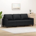 vidaXL Canapea cu 3 locuri, negru, 180 cm, piele ecologică vidaXL Canapea cu 3 locuri, negru, 180 cm, piele ecologică