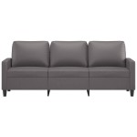 vidaXL Canapea cu 3 locuri, gri, 180 cm, piele ecologică