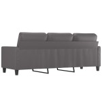vidaXL Canapea cu 3 locuri, gri, 180 cm, piele ecologică