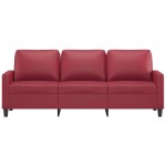 vidaXL Canapea cu 3 locuri, roșu vin, 180 cm, piele ecologică