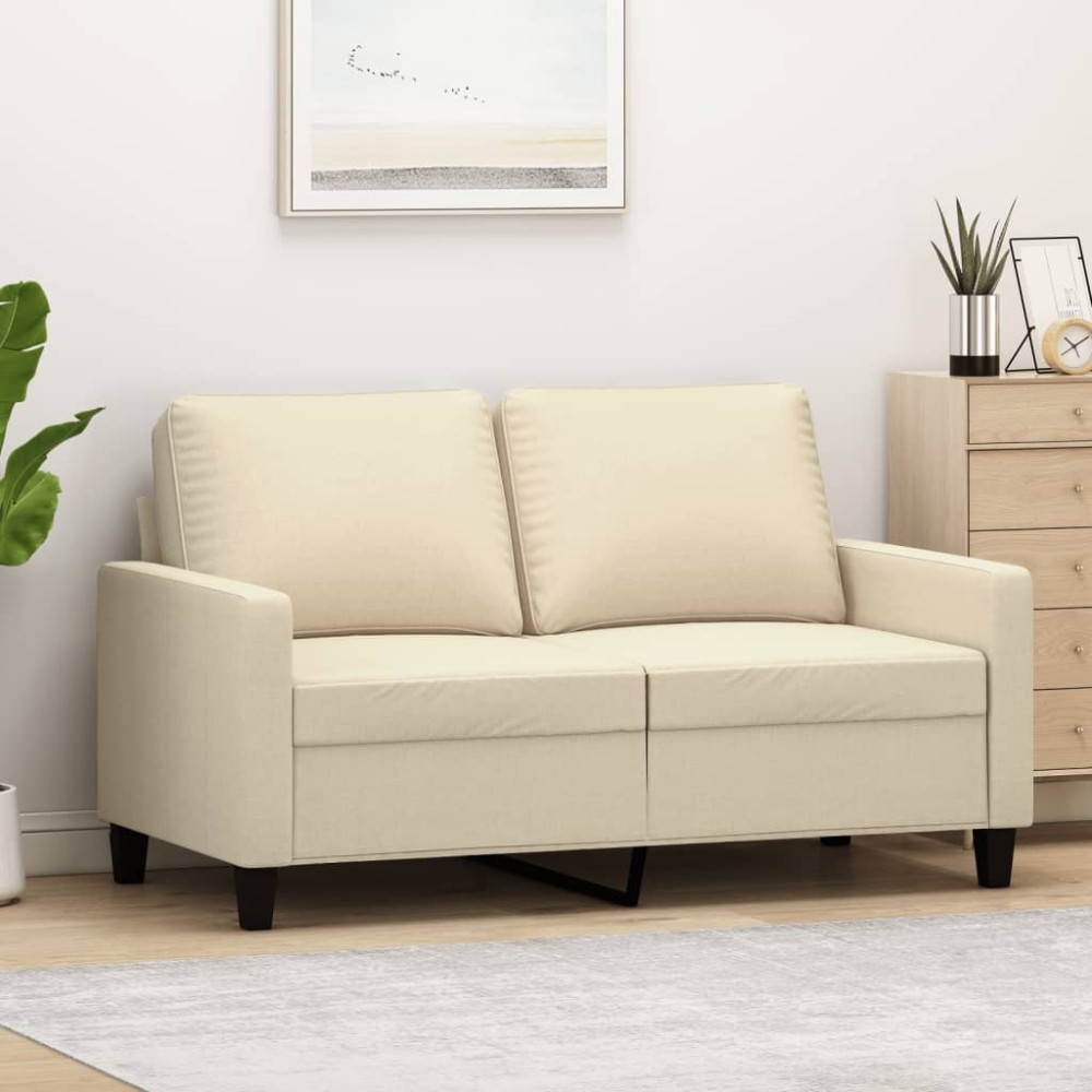 vidaXL Canapea cu 2 locuri, crem, 120 cm, material textil